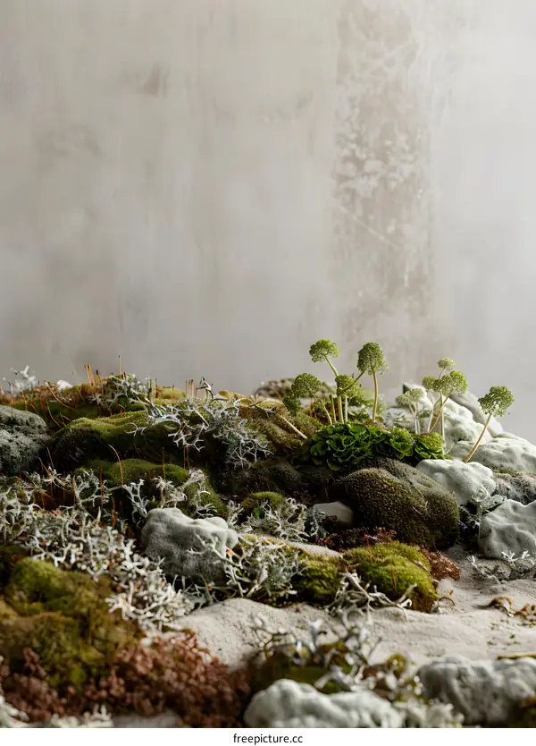 Green Moss and Rocks Closeup