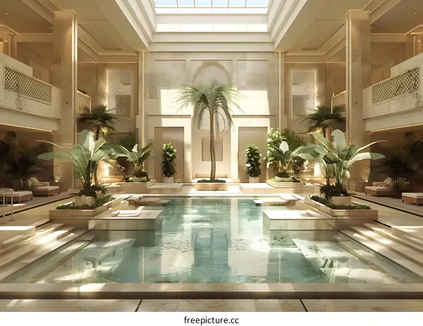Luxury indoor swimming pool of hotel