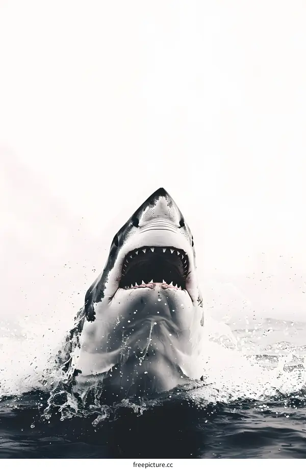 Great White Shark Breaching Water