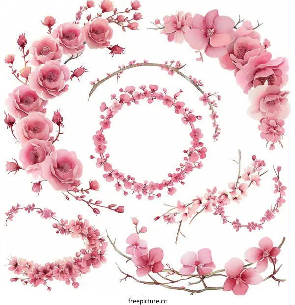 Pink flowers and branches