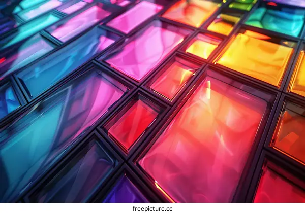 Colorful Beveled Glass Tiles Reflecting Light in a Mesmerizing Pattern