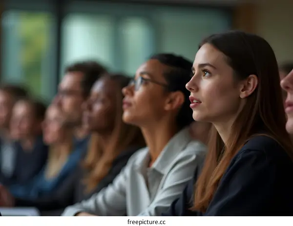 Attentive Audience Listening to Presentation at Conference