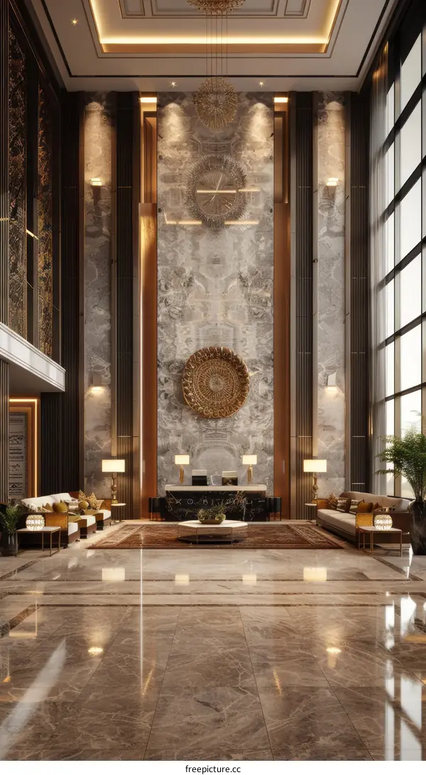 Luxury Hotel Lobby Interior Design Illustration