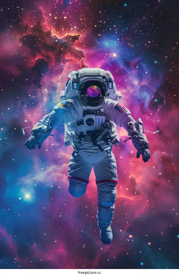 Astronaut in spacesuit floating in the vastness of space