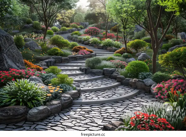 Stone Steps Lead to a Garden of Serenity