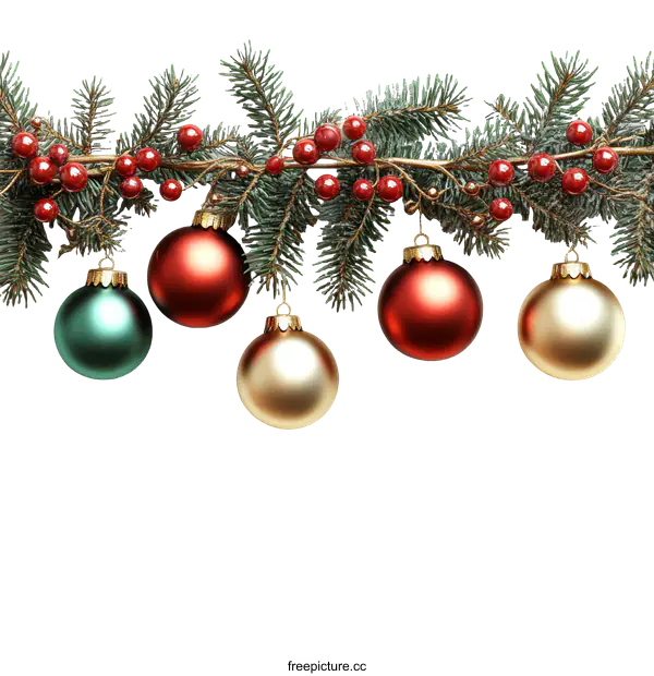 [Transparent Background PNG]Christmas Ornament Garland on White Background