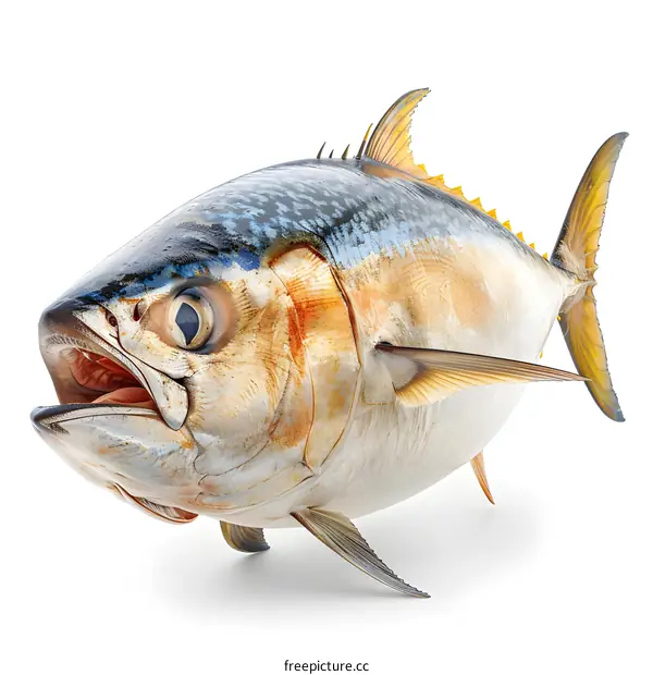 Yellowfin Tuna Isolated on White Background