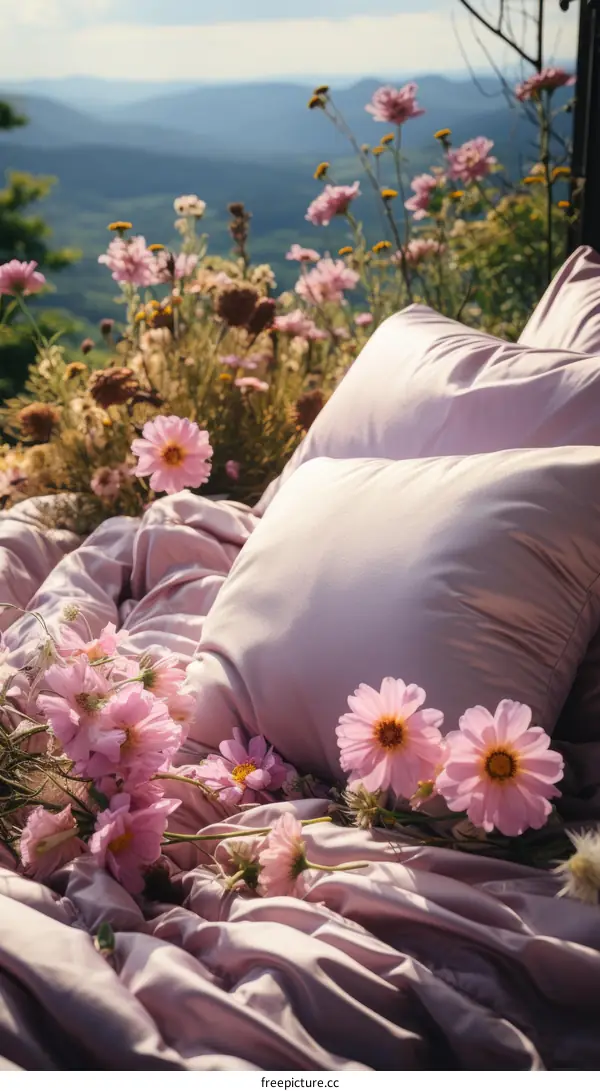 Pink Bedding with Flowers