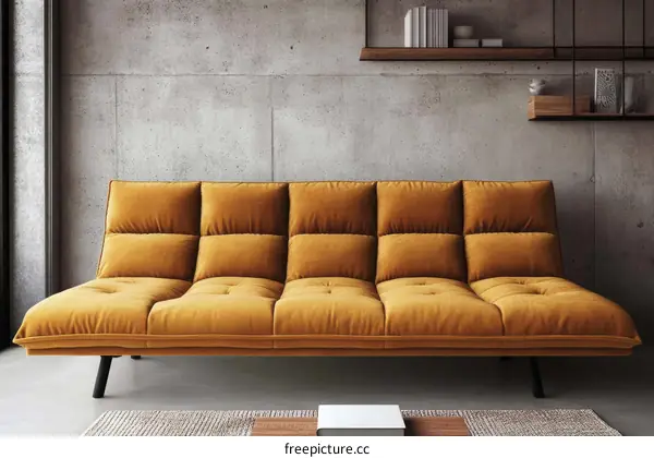 Mustard Yellow Modern Futon Sofa