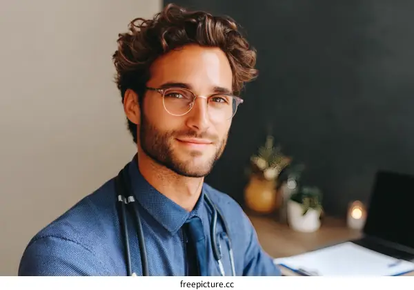 Smiling Caucasian Male Doctor Portrait