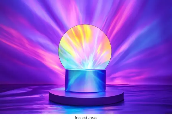 Colorful Abstract Display Stand with Light Effects