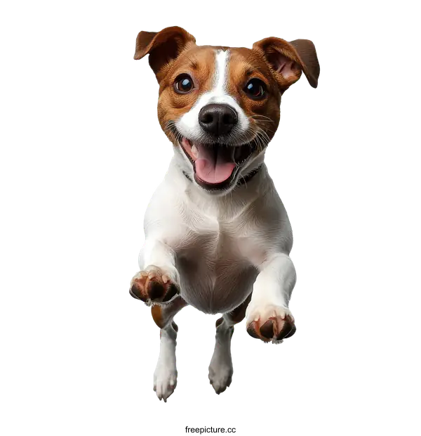 [Transparent Background PNG]Happy Dog Jumping in the Air