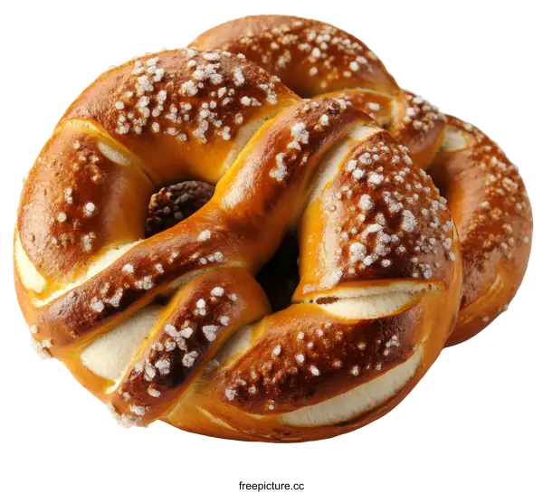 [Transparent Background PNG]Close Up of Two Fresh Baked Pretzels