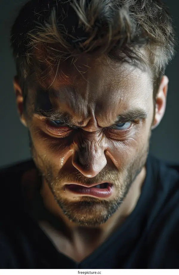 Bearded man with intense expression