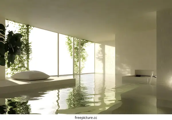 Minimalist Interior Design with Indoor Pool and Greenery