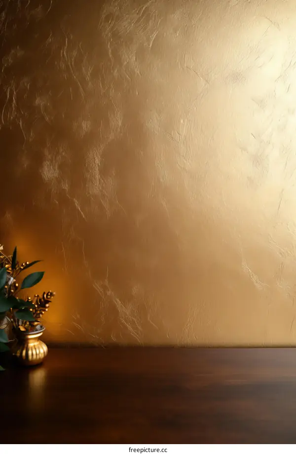 Elegant gold background with a dark wood table