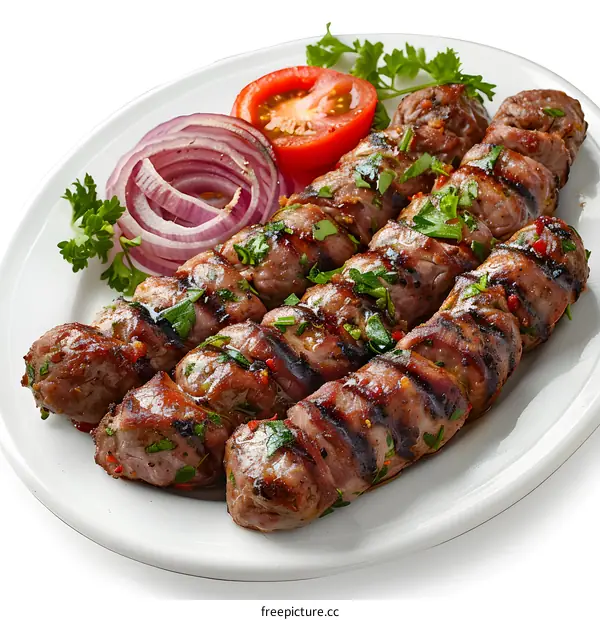 Grilled Pork Kebabs on a Plate