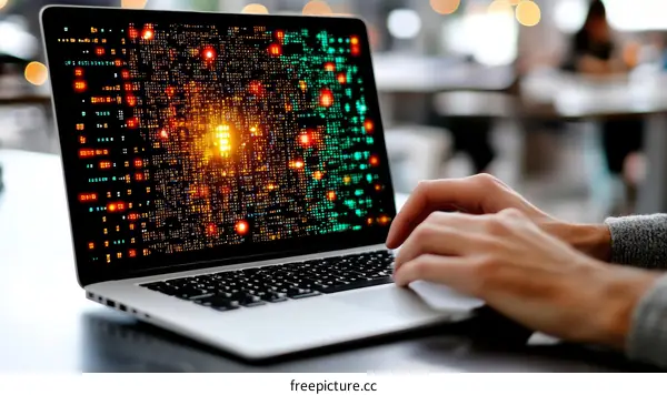 Laptop Displaying Code  Working on a Computer