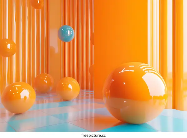 Orange and Blue 3D Abstract Sphere Background