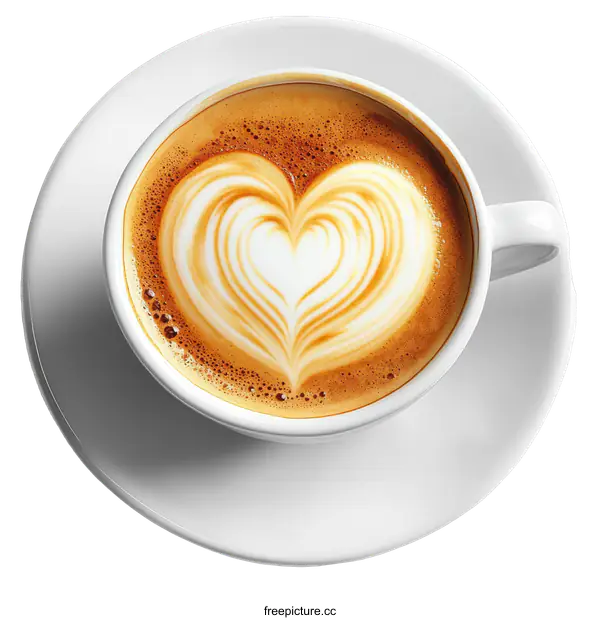 [Transparent Background PNG]Heart Latte Art in a White Cup