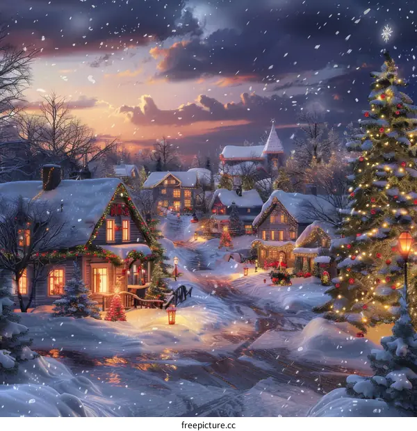 Christmas Street with Decorations