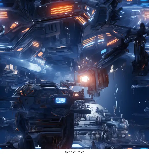 Futuristic Spaceship Control Room Interior