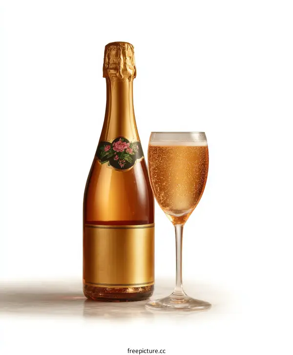 Celebration Champagne Bottle and Glass