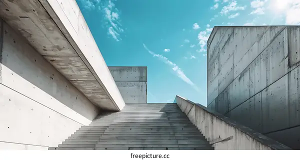Concrete Stairs Leading Up To The Sky