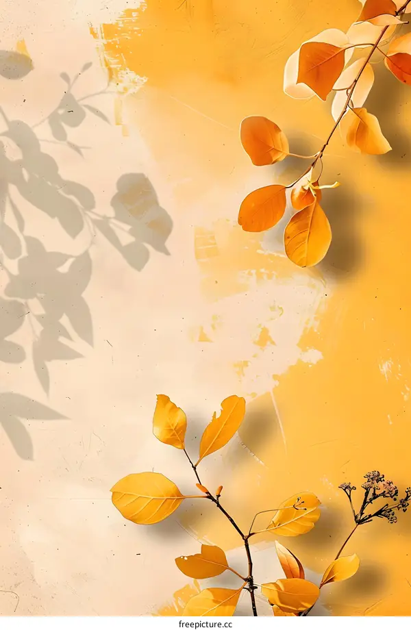 Fall Leaves Texture Background with Yellow Tones