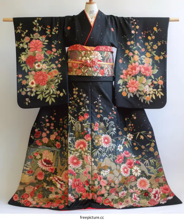A kimono with a floral pattern