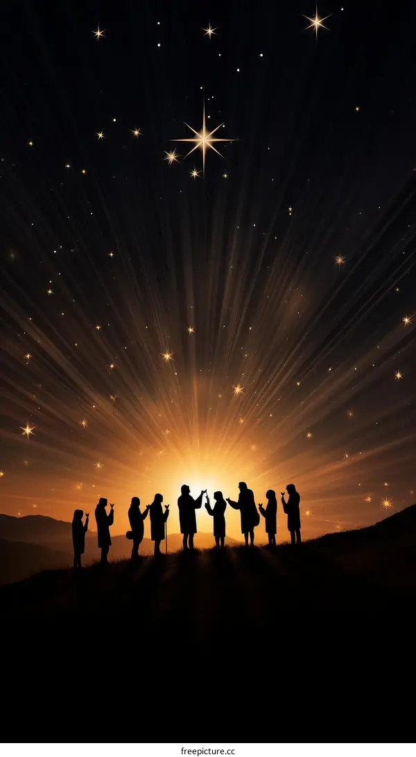 People of different ethnicity praying together under the shining star