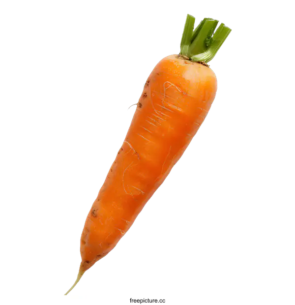 [Transparent Background PNG]Fresh Orange Carrot with Green Top Isolated on White Background