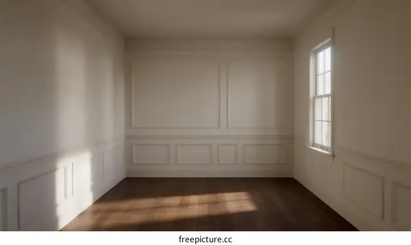 Empty room with white walls and wooden floor