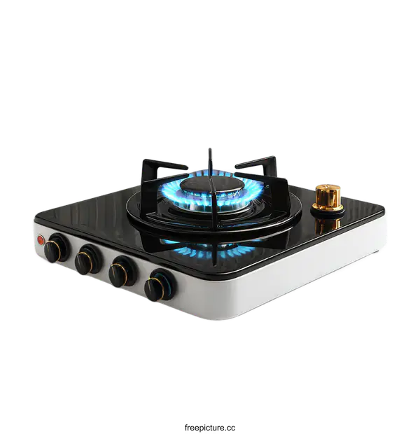[Transparent Background PNG]Modern Gas Stove with Blue Flame