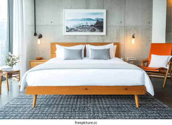 Modern Bedroom Interior Design Featuring a Wooden Bed