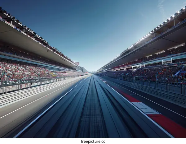 Formula One race track with empty grandstands