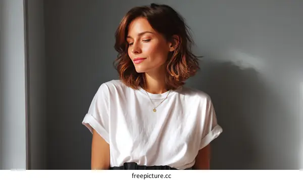 Woman in White T-Shirt Fashion Portrait