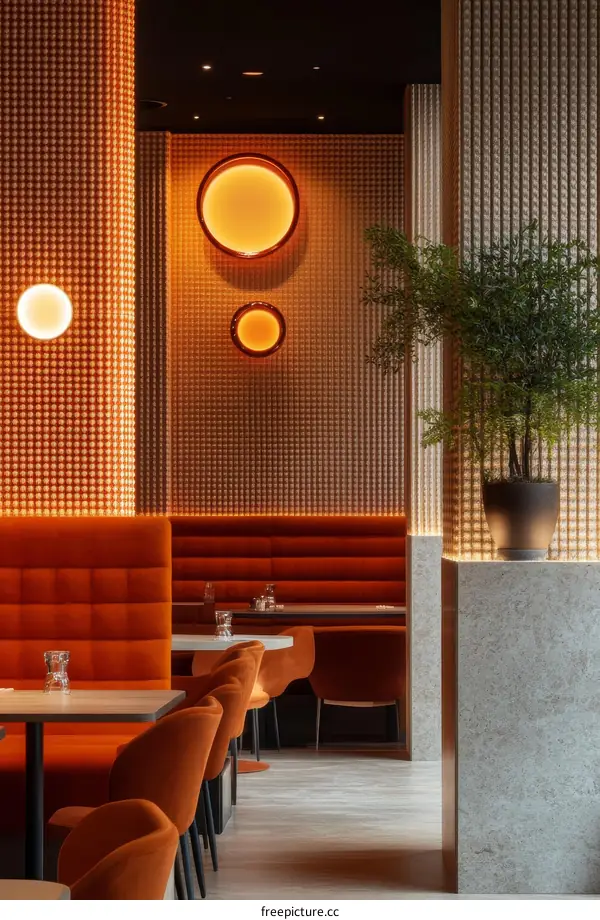 Modern Restaurant Interior Design with Orange Accents
