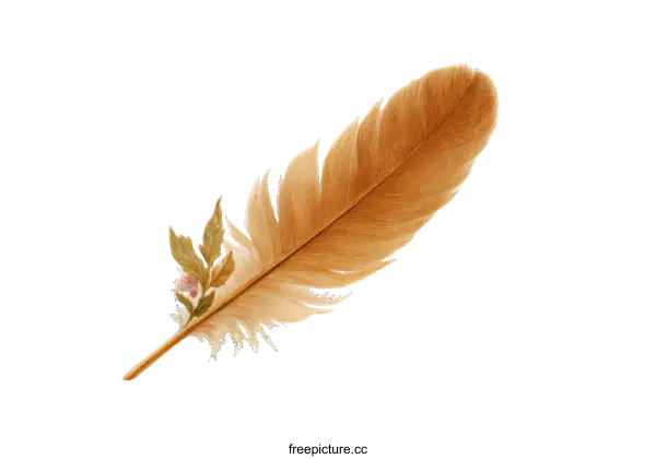 [Transparent Background PNG]Delicate Feather with Floral Accents