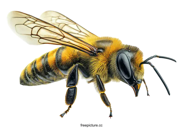 [Transparent Background PNG]Close-up Detailed Honeybee Image