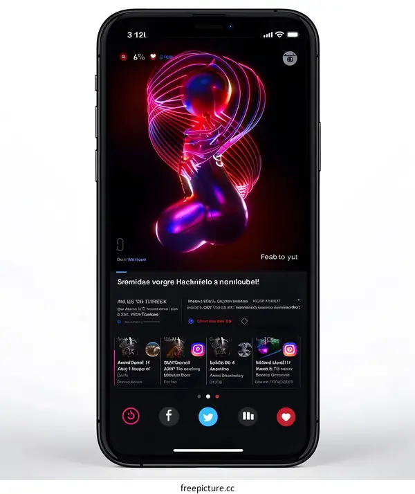 Abstract 3D Render of a Glowing Figure in Pink and Blue Colors