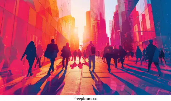 Business people walking in the city during rush hour