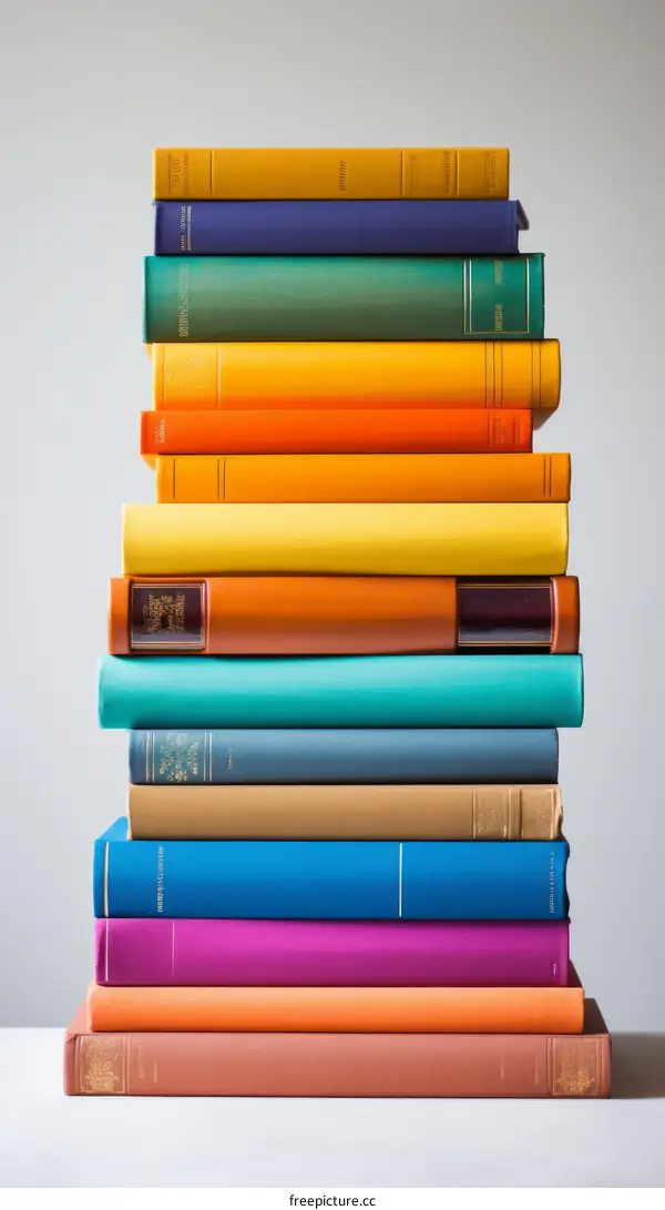 A Stack of Multicolored Books