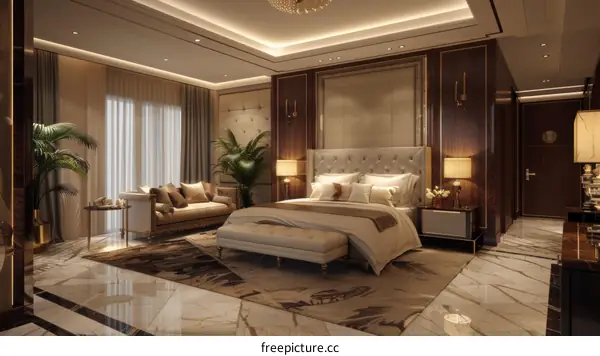Luxurious and Modern Hotel Bedroom Suite Interior