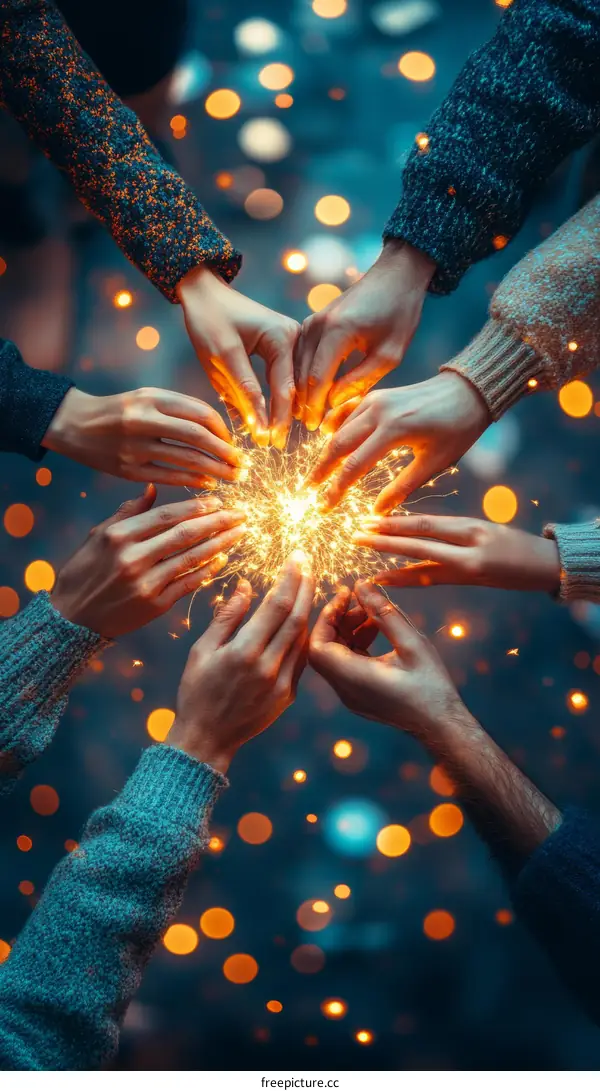 Hands Together Creating a Sparkly Star