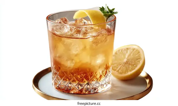 Elegant Old Fashioned Cocktail with Lemon and Mint