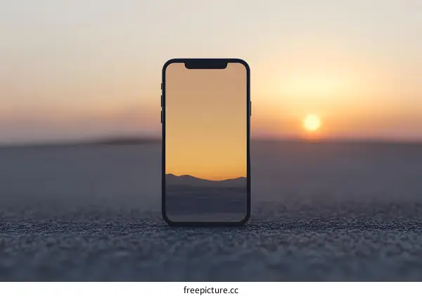 Smartphone with Sunset View