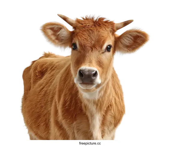 [Transparent Background PNG]Cute Calf Portrait Against a White Background