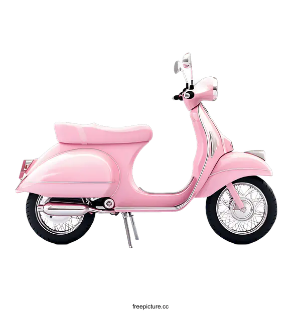 [Transparent Background PNG]Pink Vintage Scooter Illustration