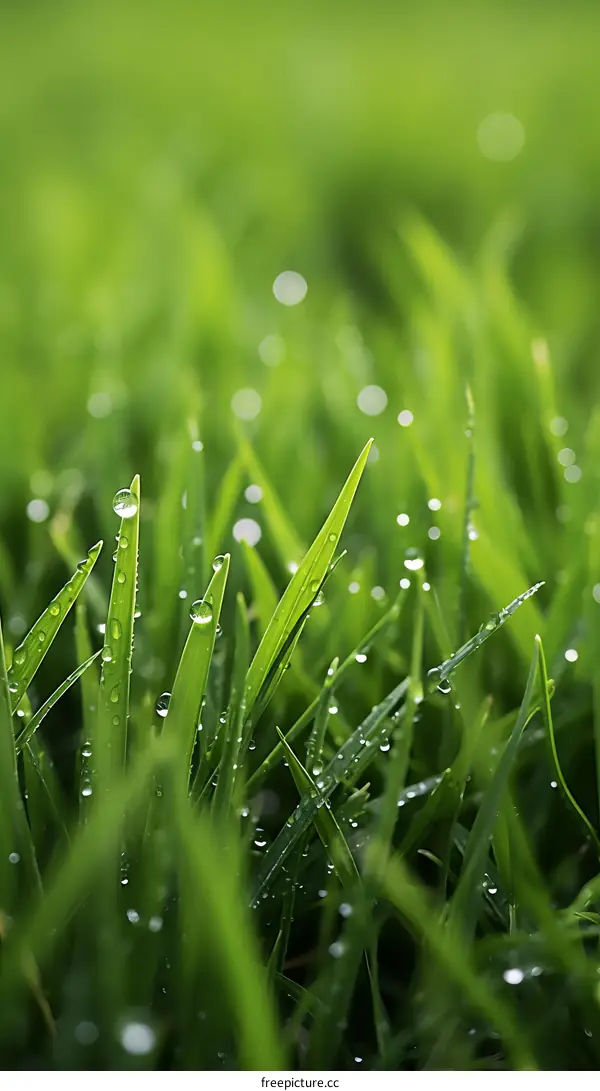 Dew Drops on Green Grass